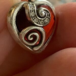 Brighton Red Crystal Heart Earrings French Hooks Rare Retired Cupids Love